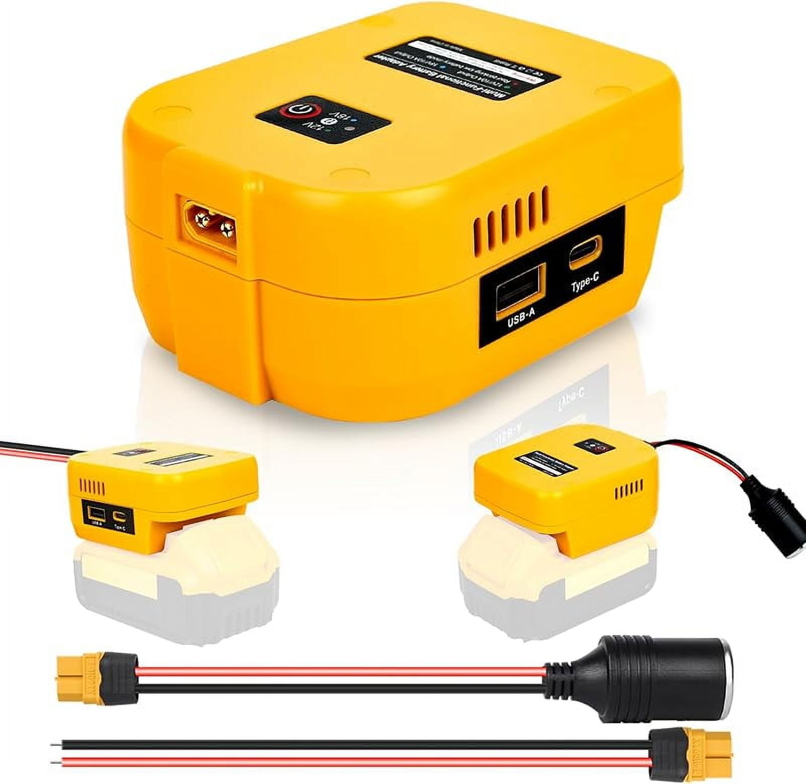 for Power Wheels Battery Adapter Compatible with Dewalt 20V Max Battery, 20V to 12V Step Down Power Converter with USB & Type C, XT60 Ports for RC Cars, DIY, Car Appliance (1 Pack)