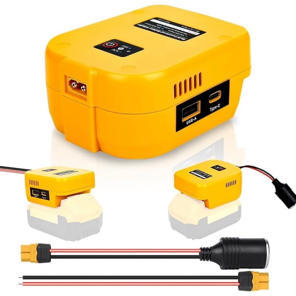 for Power Wheels Battery Adapter Compatible with Dewalt 20V Max Battery, 20V to 12V Step Down Power Converter with USB & Type C, XT60 Ports for RC Cars, DIY, Car Appliance (1 Pack)