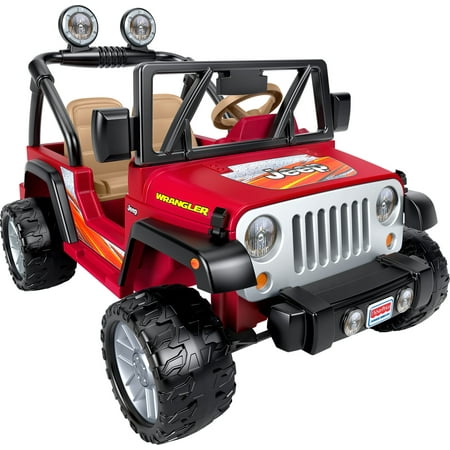 Power Wheels Jeep Wrangler 12-Volt Battery-Powered Ride-On Toy Vehicle with Charger, Seats 2, Red