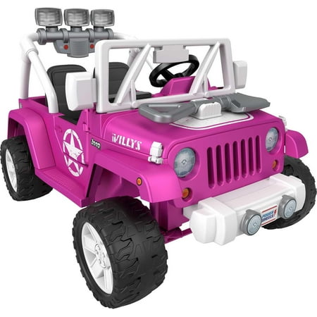 Power Wheels Jeep Wrangler Willys Battery-Powered Ride-on Vehicle, 12 V, Max Speed: 5 mph