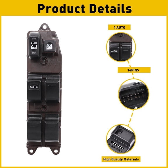 Power Window Master Control Switch Compatible with Toyota Corolla 1.8L 2003-2008, Replaces 84820-12491 84820-AA070, 1-Pack
