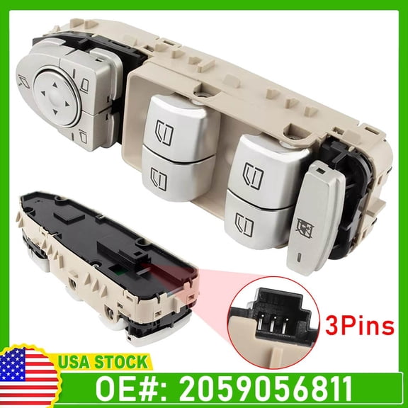 Power Window Switch Master Control for 2015-2018 Mercedes-Benz 2059056811 Black