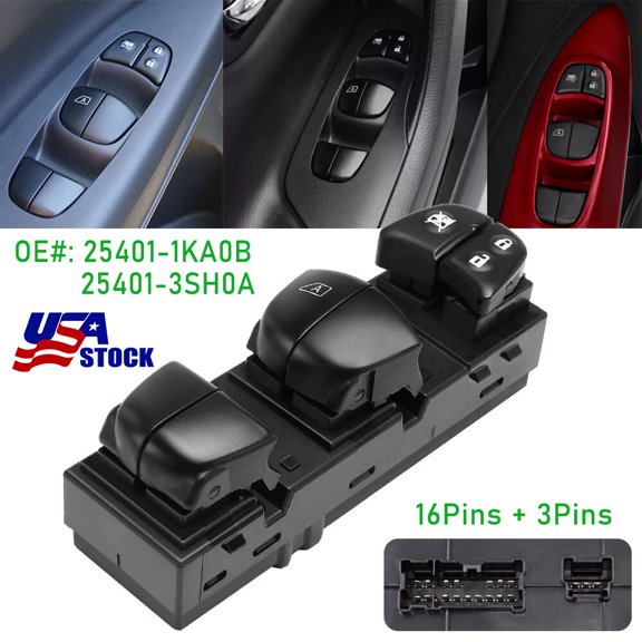 Power Window Switch Module For Nissan Juke 2010-2017 25401-1KA0A 25401-1KA0C NEW