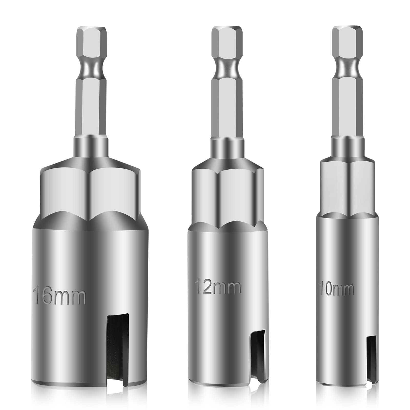 Power Wing Nut Driver Set of 3, 1/4" Hex Shank Slot Wing Nuts Bolt Driver Hook Drill Bit Socket