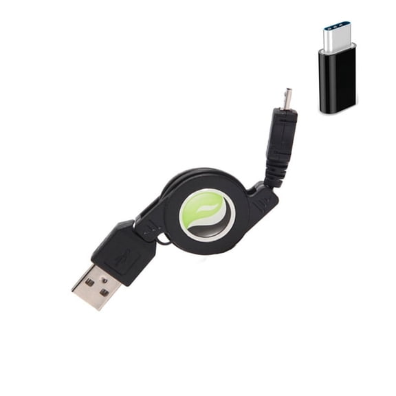 Power Wire Retractable Cable with USB-C Adapter for Samsung Galaxy Tab S8 Ultra 14.6"/Plus 12.4"/11" - Fast Charger Cord Sync Black
