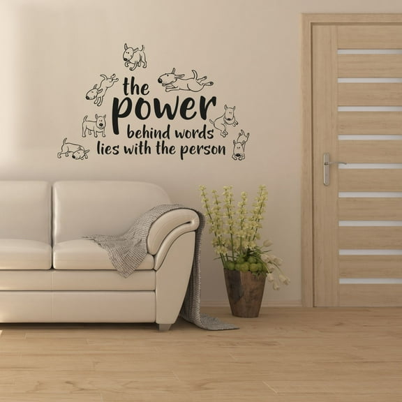 Power Words Dog Dogs Motivation Quote Animal Animals Life Quotes Wall Sticker Art Decal for Girls Boys Room Bedroom Nursery House Fun Home Decors Stickers Wall Arts Vinyl Decoration Size (8x10 inch)