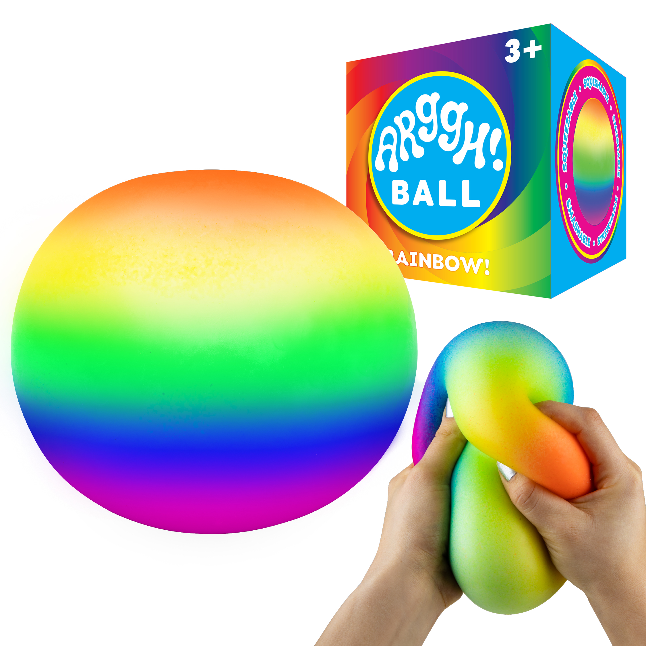 Power Your Fun Fidget Toy Rainbow Color Squishy Stress Arggh Ball Sensory Toy for Kids Stress Anxiety Relief for Adults
