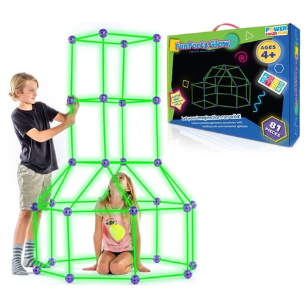 USA Toyz Forts Construction 81 Pieces Set, Glow in the Dark Building Set, Kids Toy for ages 4+