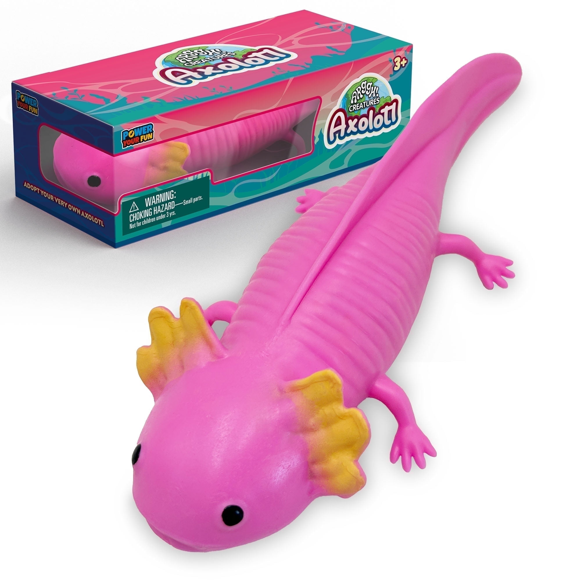 Power Your Fun Classic Unisex Squeezable Axolotl Stress Ball, 1 Piece w/ Axolotl Stress Toy, Pink