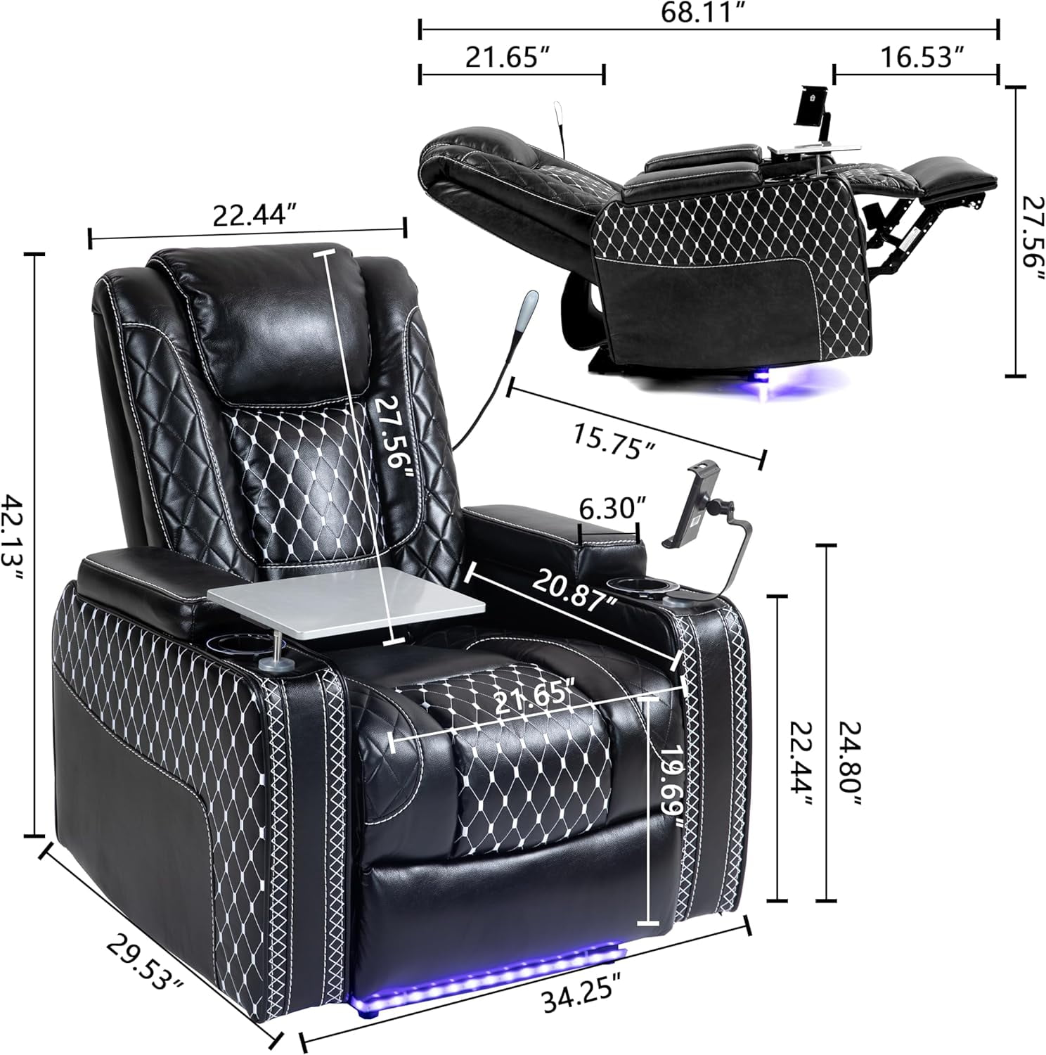 Picture of Power Zero Recliner Chair for Adults Breathable Leather Electric ...