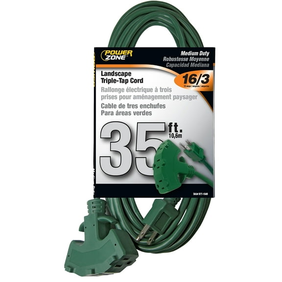 Powerzone OR605627 Extension Cord, 16 AWG, Green Jacket, 35 ft L