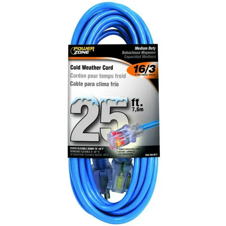 Power Zone ORCW511625 Extension Cord, 16 Awg Cable, 5-15p Grounded