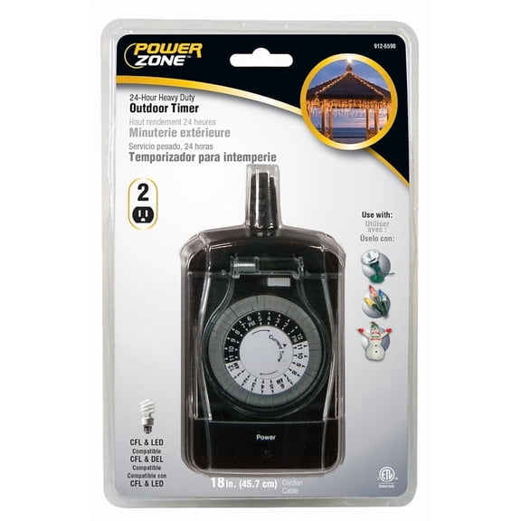 Power Zone TNO24111 Timer Outdoor, 2 Outlet, 24 Hour