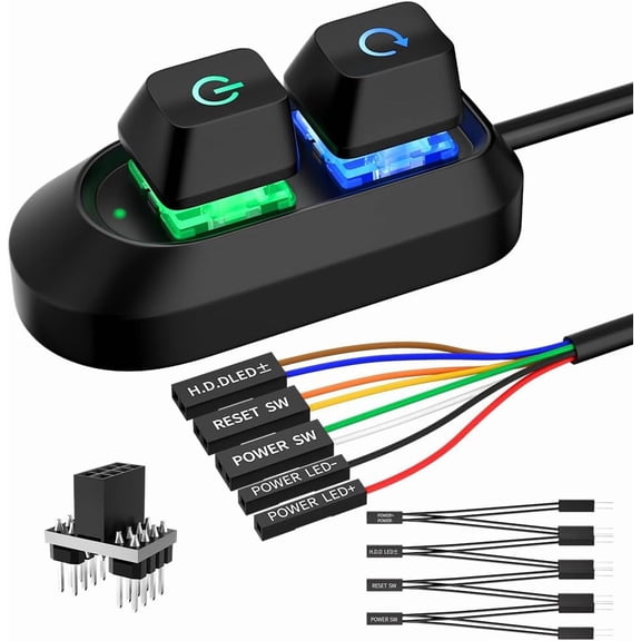 Power button, desktop switch splitter power on/off/reset external power button for computer motherboard