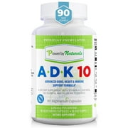 Power by Naturals ADK 10 Vitamin A, D3 with K2 Supplement, 90 ct