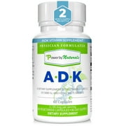 Power By Naturals ADK Vitamin Supplement, Vitamin A D3 K2, Vegetarian, Unflavored, 5000 IU, 60 Count