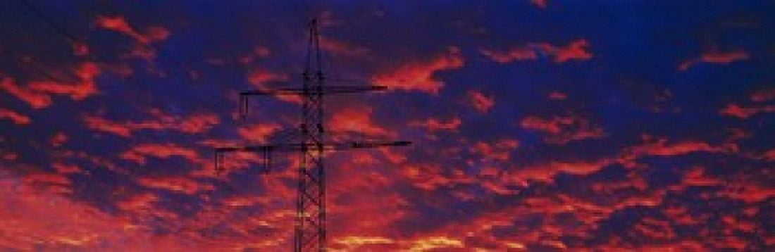 Power lines at sunset Germany Canvas Art - Panoramic Images (18 x 6)