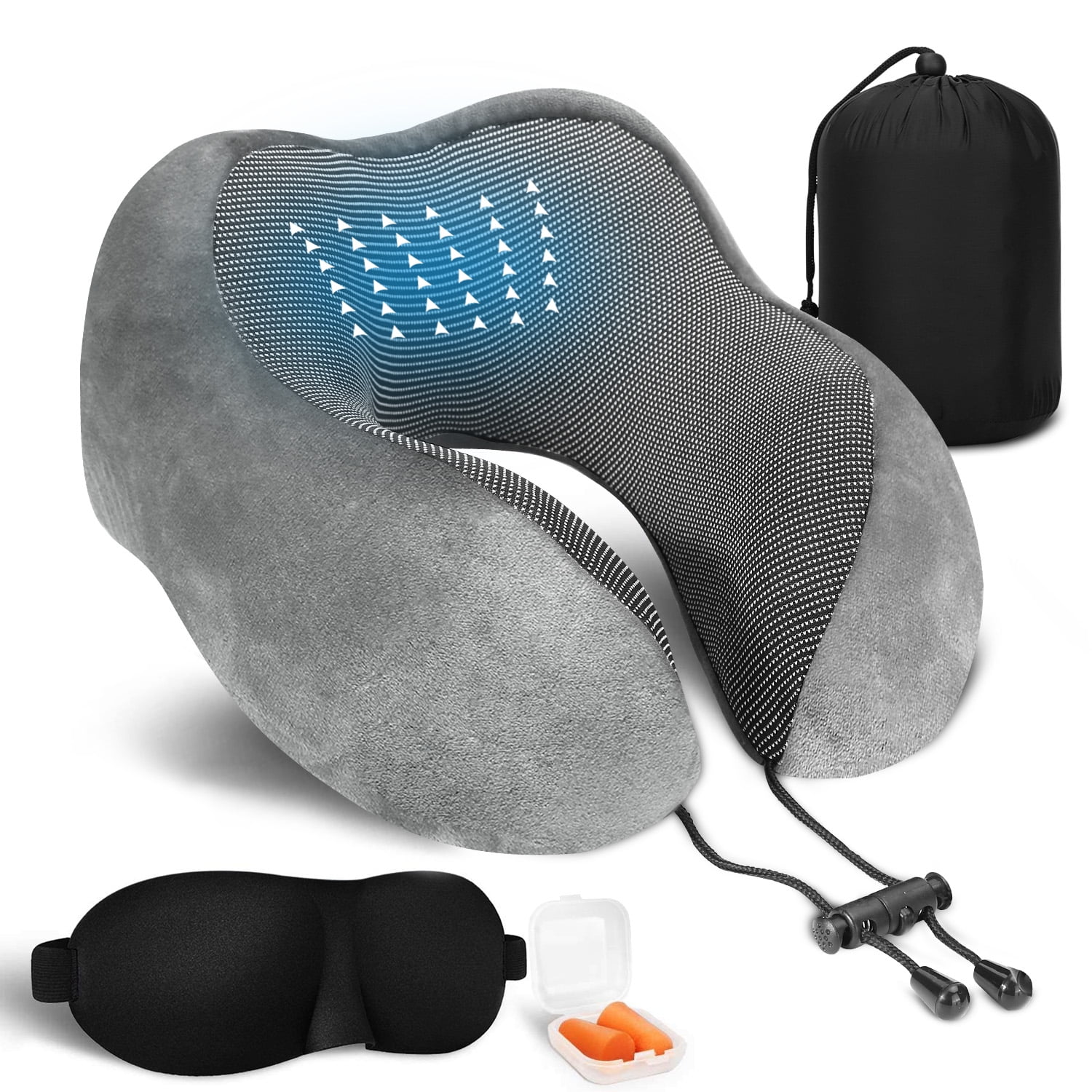 Power of Nature Memory Foam Neck Support Travel Pillow for Airplane ...