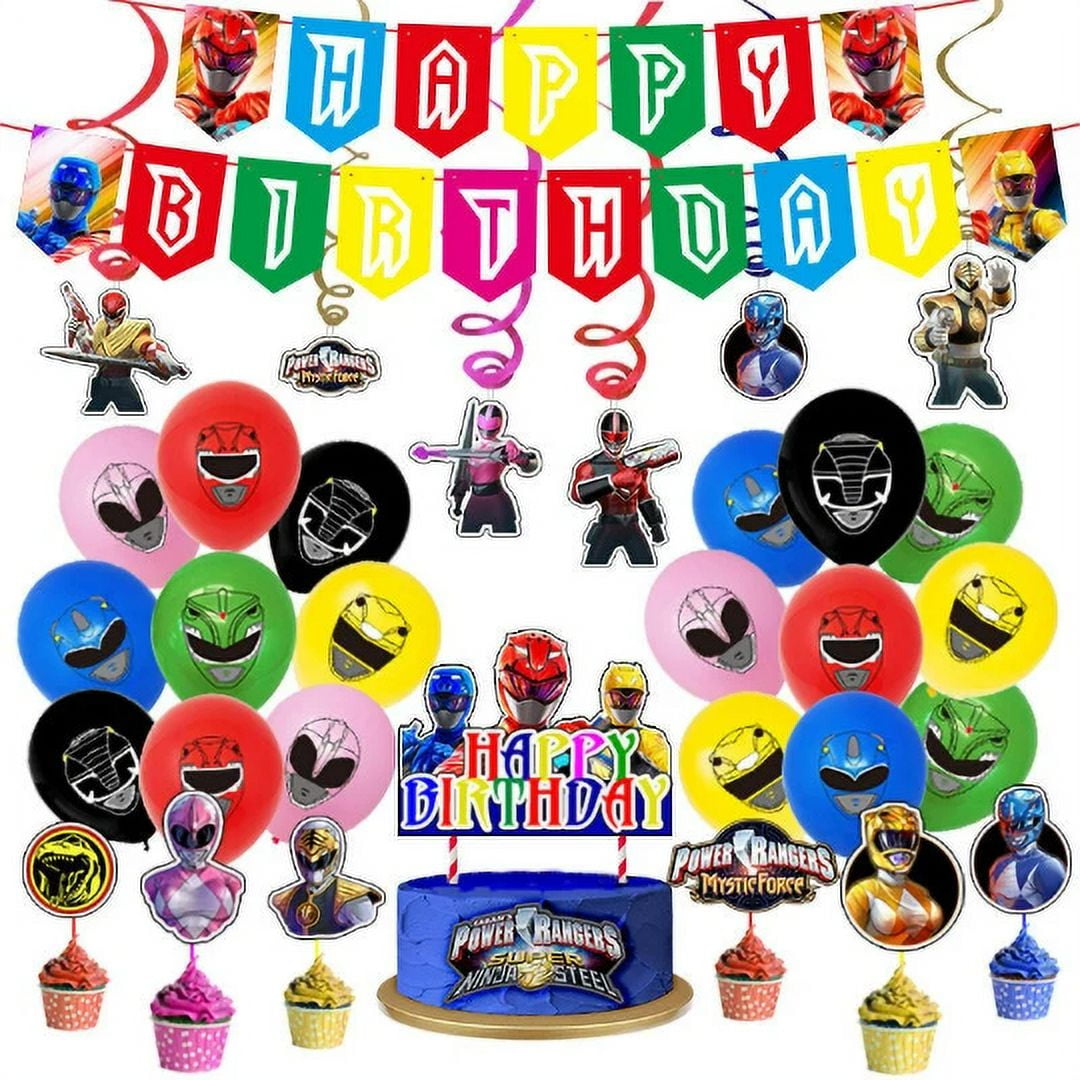 Power rangers party supplies theme kit, balloon, swirls, caketopper
