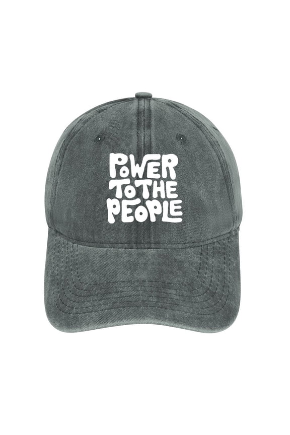 Power to The People Gray Baseball Cap for Men Women, Adjustable Snapback Hats Cotton Hat