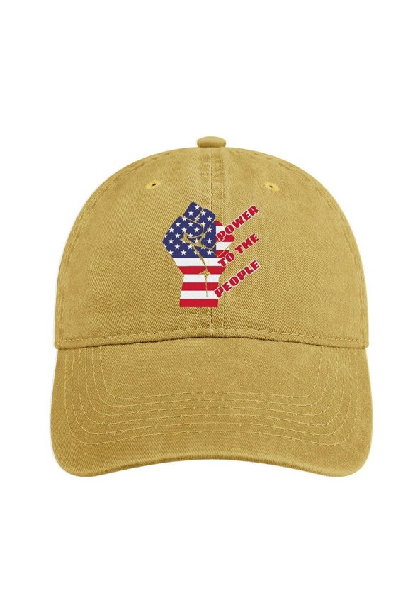 Power to The People Sand Colour Baseball Cap for Men Women, Adjustable Snapback Hats Cotton Hat