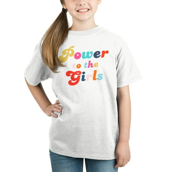 Power to the Girls Graphic Tee Youth Girls Shirt-Large