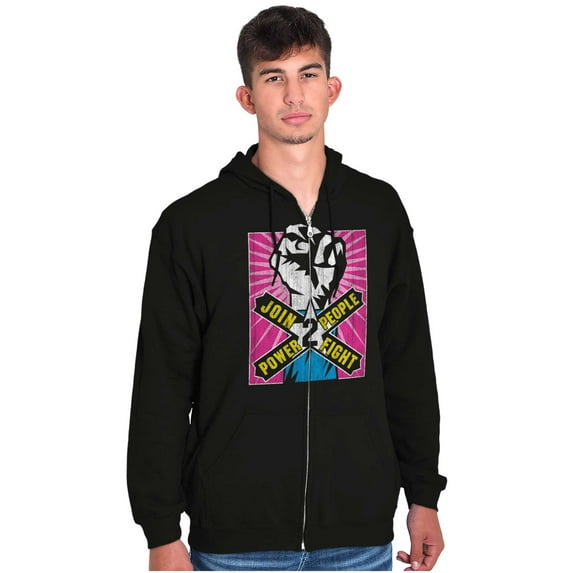 Power to the People Social Justice Unisex Fleece Graphic Zip Up Hoodie Brisco Brands 4X