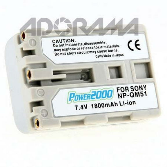 Power2000 NP-FM50/NP-QM51 7.2V 1800mAh Replacement Lithium-Ion Battery for Sony NP-FM50/NP-QM51 Battery