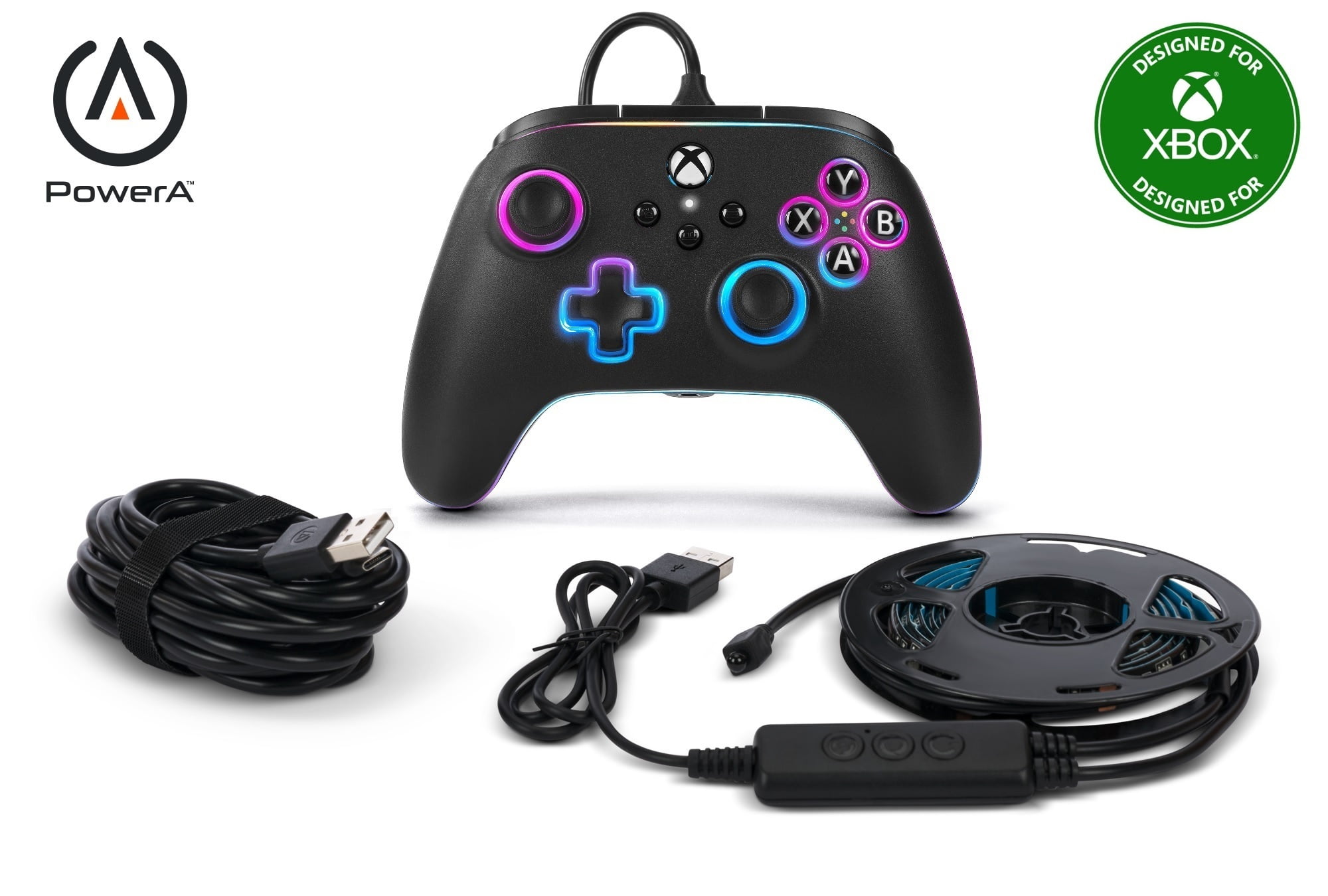 Powera Advantage Wired Controller for Xbox Series X|S with Lumectra + RGB LED Strip - Black
