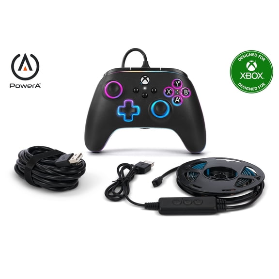 PowerA Advantage Wired Controller with Lumectra + RGB LED Strip, Black - Xbox Series X|S