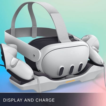 PowerA Charging Station for Meta Quest 3 / 3S, VR Headset Charger, Controller Charger, Rechargeable Controller Batteries, up to 30 Hours per Charge, USB-C Powered