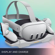 PowerA Charging Station for Meta Quest 3 / 3S, VR Headset Charger, Controller Charger, Rechargeable Controller Batteries, up to 30 Hours per Charge, USB-C Powered