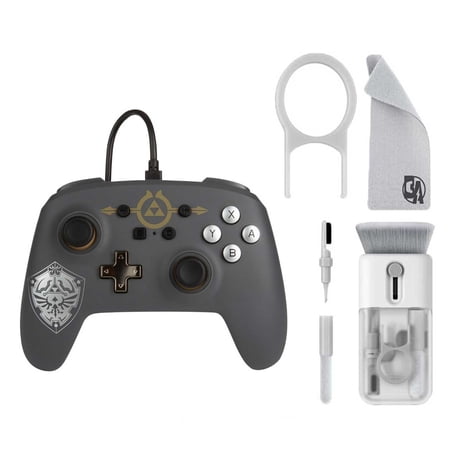 Pre-Owned PowerA - Enhanced Wired Controller for Nintendo Switch - Hylian Shield With Cleaning Electric kit Bolt Axtion Bundle Used