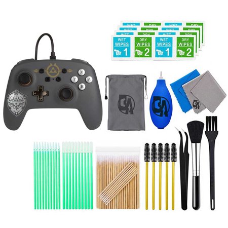Pre-Owned PowerA - Enhanced Wired Controller for Nintendo Switch - Hylian Shield With Cleaning Manual Kit Bolt Axtion Bundle Used