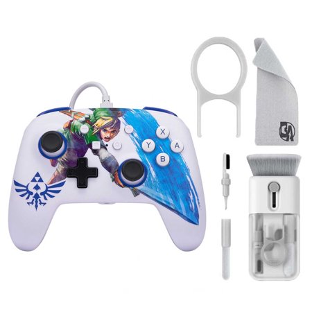 PowerA - Enhanced Wired Controller for Nintendo Switch - Master Sword Attack With Cleaning Electric kit Bolt Axtion Bundle Like New