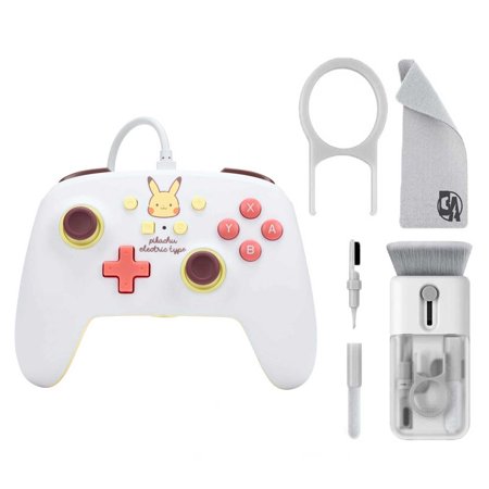 Pre-Owned PowerA - Enhanced Wired Controller for Nintendo Switch - Pikachu Electric Type With Cleaning Electric kit Bolt Axtion Bundle Used