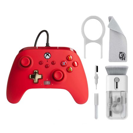 Pre-Owned PowerA - Enhanced Wired Controller for Xbox Series X|S - Red With Cleaning Electric kit Bolt Axtion Bundle Used