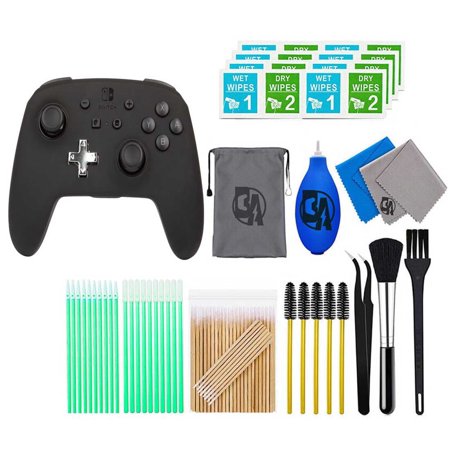 Pre-Owned PowerA - Enhanced Wireless Controller for Nintendo Switch - Black With Cleaning Manual Kit Bolt Axtion Bundle Used