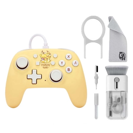 PowerA - Nano Wired Controller for Nintendo Switch - Pikachu Friends With Cleaning Electric kit Bolt Axtion Bundle Like New