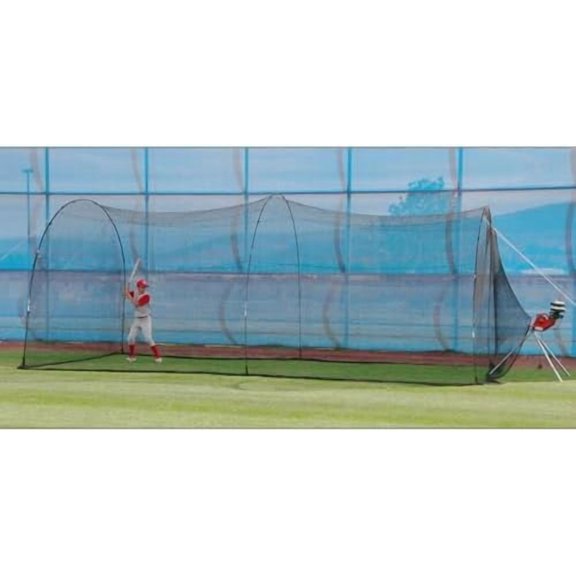 PowerAlley Baseball & Softball Batting Cage Net & Frame - Heavy-Duty Net with Built-in Pitching Machine Harness for Safety (Machine Not Included) | Ideal for Batting Practice & Training