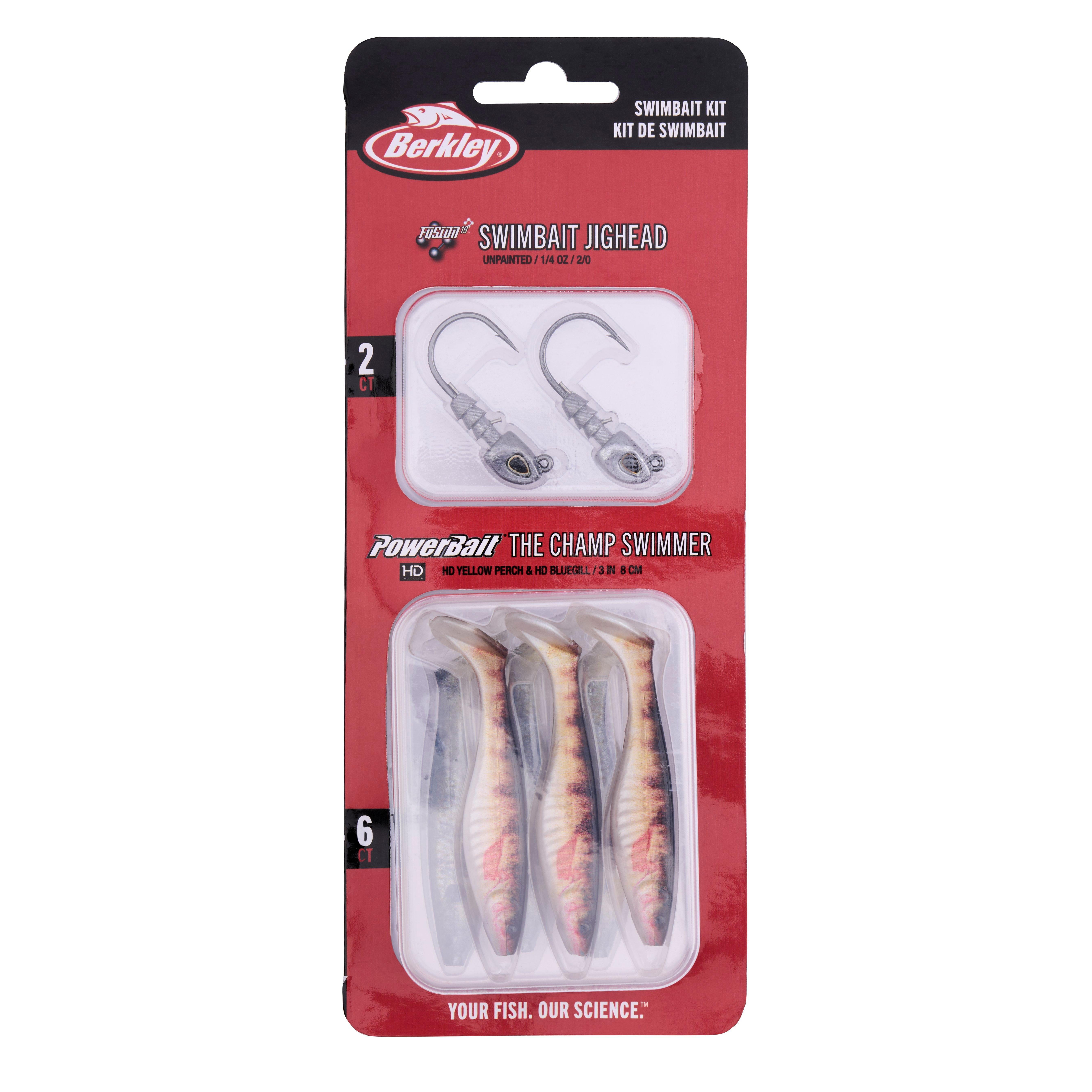Berkley PowerBait® The Champ Swimmer Kit, 1/4 oz, HD Yellow Perch and HD Bluegill