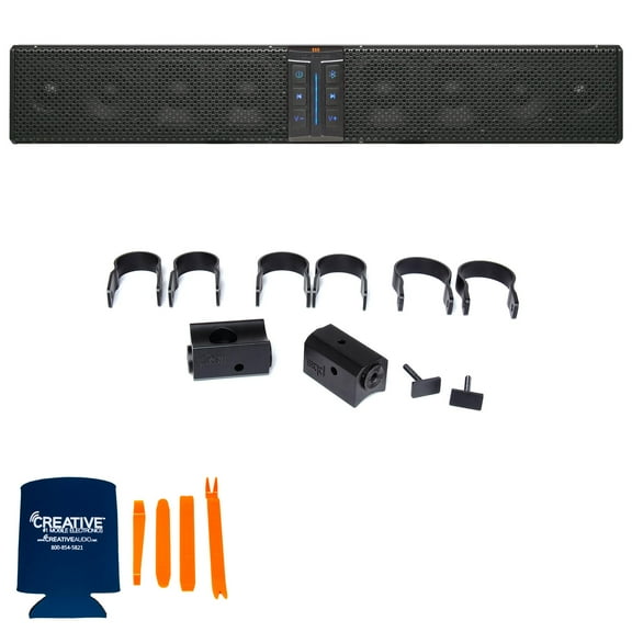 PowerBass 1 XL-850 8 Speaker Bluetooth Powersports Soundbar and 1 set of XL-SBTCLAMP Thin C Clamp