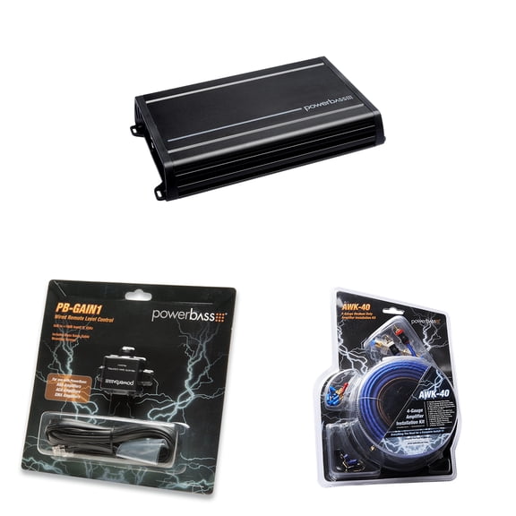 PowerBass ACS-1000D - 1000 Watt x 1 @ 1-Ohm Amplifier with PB-GAIN1 - Remote Level Controller and Amplifier Wiring Kit
