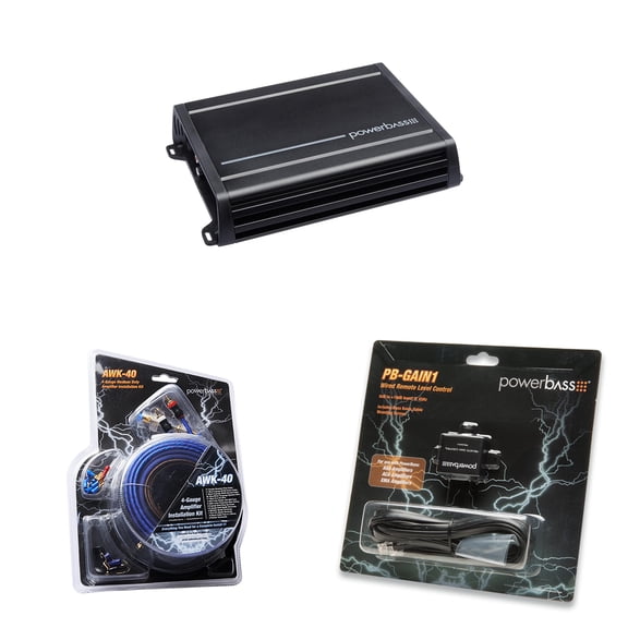 PowerBass ACS-500D - 500 Watt x 1 @ 1-Ohm Amplifier with PB-GAIN1 - Remote Level Controller and Amplifier Wiring Kit