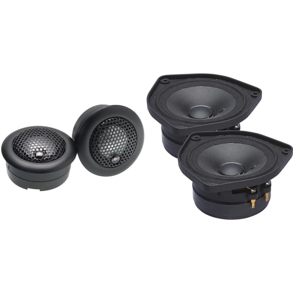 PowerBass OE-400 - 4" Mid Range Speakers with a pair of S-1S - 1" Silk Dome Tweeters