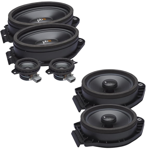 PowerBass OE Series Direct Replacement Speakers With Front Tweeters Compatible With Chevy Silverado Crew Cab Pickup 14-20