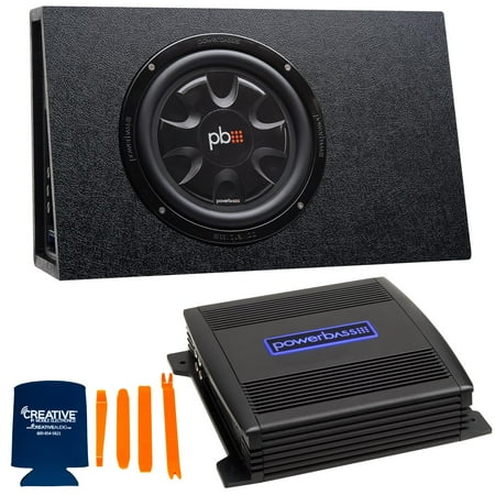 PowerBass PS-WB101T 10" Sub in Thin Enclosure with a ASA3-300.2 ASA3 Series Amplifier