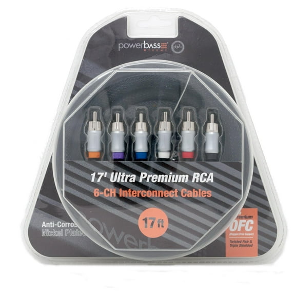 PowerBass XRCA-176 - 17' Premium 6 Channel OFC Twisted RCA Interconnect Cable
