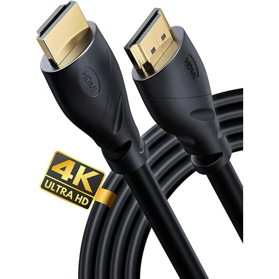 PowerBear 4k HDMI Cable for TV, Braided Nylon and Gold Connectors HDMI Cord, 4k @ 60hz, Ultra HD, 2K, 1080p, ARC and CL3 Rated for Laptop, Monitor, Ps5, Ps4, Xbox One, and Apple TV, Black, 20ft, 1 pac