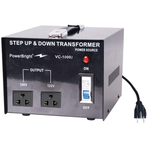 PowerBright 1000W Step Up & Down Japanese Transformer, Power ON/Off Switch, Can be Used in 120 Volt Countries and 100 Volt Countries, Convert from 120V to 100V and 100V to 120V